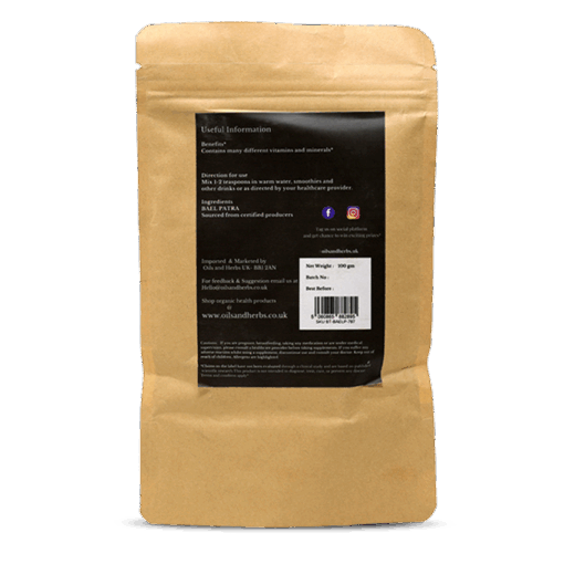 Organic Bael Patra Powder - Aegle Marmelos Correa -100% Pure, Clean and Natural