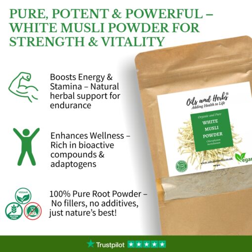 Organic White Musli Powder – 100% Pure Safed Musli Powder