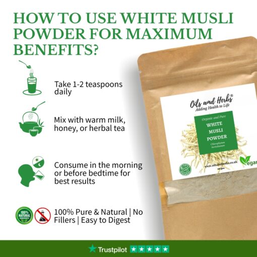 Organic White Musli Powder – 100% Pure Safed Musli Powder