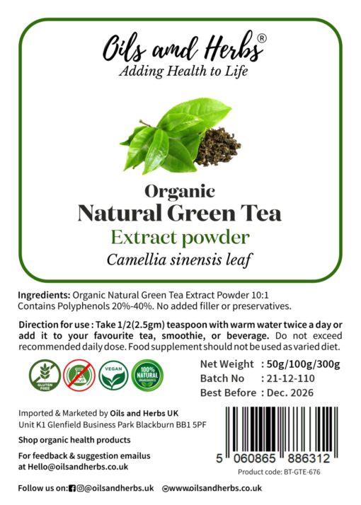 Natural Green Tea Extract Powder 10:1 – 40% Polyphenols