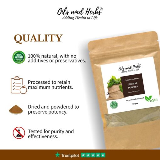 Organic Gudmar Powder - Sugar destroyer - Gymnema Sylvestre - 100% Pure, Clean and Natural