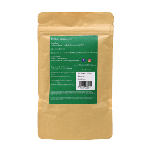 Organic Henna Leaf Powder - Lawsonia inermis -100% Pure, Clean and Natural