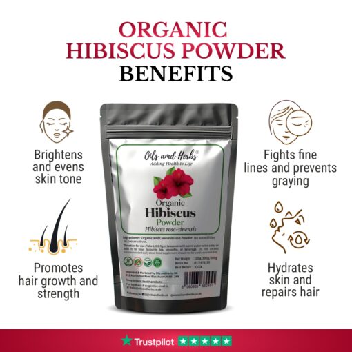 Organic Hibiscus Powder - Hibiscus rosa-sinensis-100% Pure, Clean and Natural