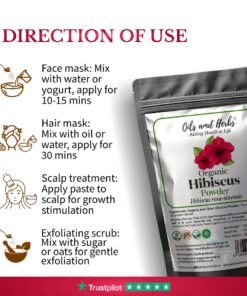 Organic Hibiscus Powder - Hibiscus rosa-sinensis-100% Pure, Clean and Natural
