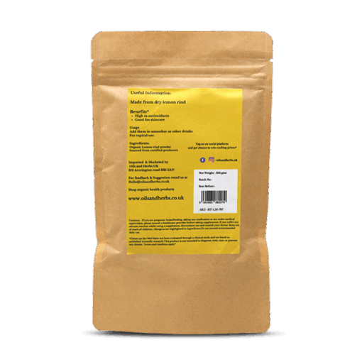 Organic Lemon Peel Powder - 100% Natural, Pure and Clean