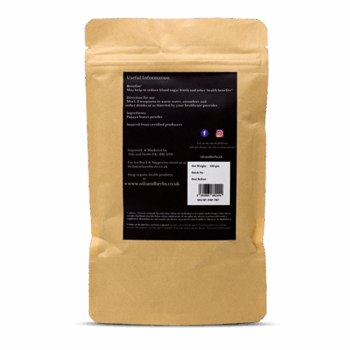 Organic Papaya Leaf Powder - Carica Papaya-100% Pure, Clean and Natural