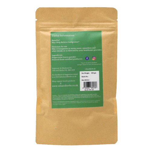 Organic Peppermint Leaves Powder - Mentha Piperita - 100% Pure, Clean and Natural
