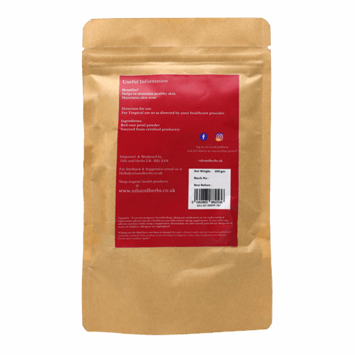 Organic Red Rose Petal Powder- Rosa Centifolia -100% Pure, Clean and Natural