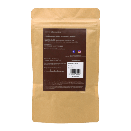 Organic Shatavari Root - Asparagus Powder - 100% Pure, Clean and Natural