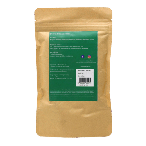 Organic Vasica Leaf Powder- Adhatoda Vasica -100% Pure and Natural