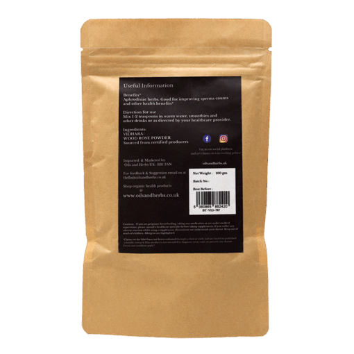 Organic Vidhara Mool Powder - Argyreia speciosa - 100% Pure, Clean and Natural