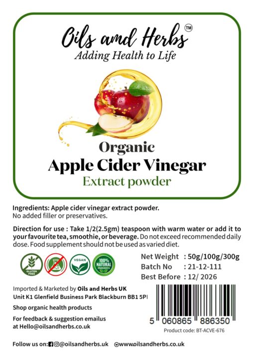 Organic Apple Cider Vinegar Extract Powder - 100% Pure and Natural